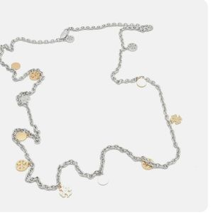 Tory Burch Women’s Silver & 16K Gold Plates Logo Charm Rosary Necklace